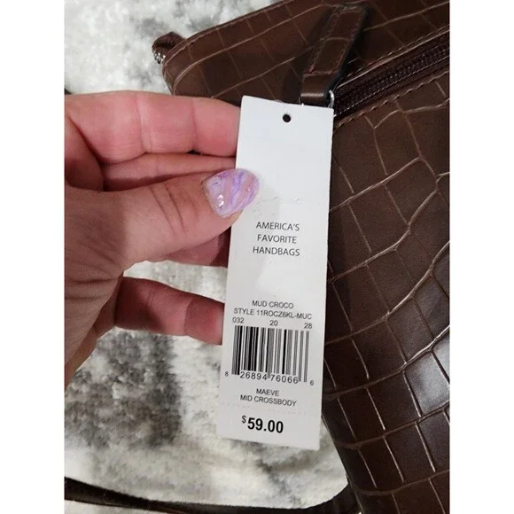 NEW Rosetti Maeve Crossbody Brown Mud Croco Hand Bag Zipper Pockets Chain Strap - Picture 8 of 9